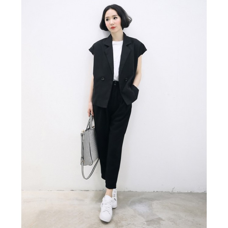 TE5219UGLY Cappotto gilet slim color puro con risvolto moda europeo-7