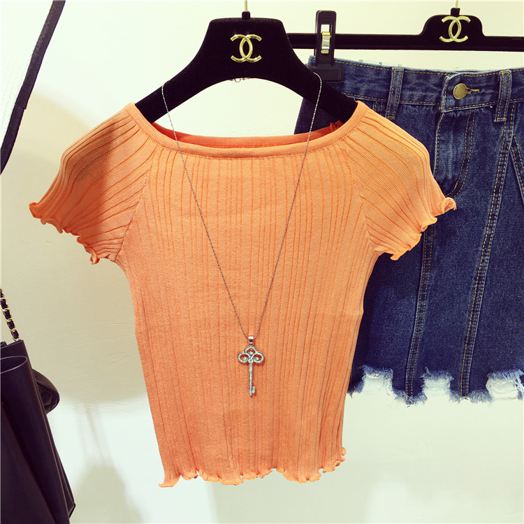 TE5260QBY Top in maglia slim con collo rotondo e semplice bordo in agarico-2