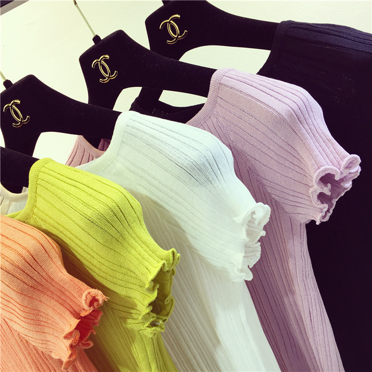 TE5260QBY Top in maglia slim con collo rotondo e semplice bordo in agarico-3