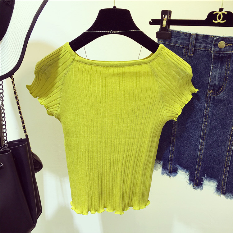 TE5260QBY Top in maglia slim con collo rotondo e semplice bordo in agarico-6