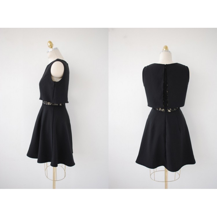 TE5262HM Abito senza maniche in due pezzi finto temperamento con giunture in pizzo-4