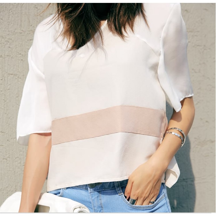 TE5372DFYL T-shirt ampia alla moda abbinata ai colori-3