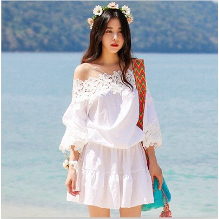 TE5771JZYS Abito taglie comode con scollo a barchetta in pizzo-6