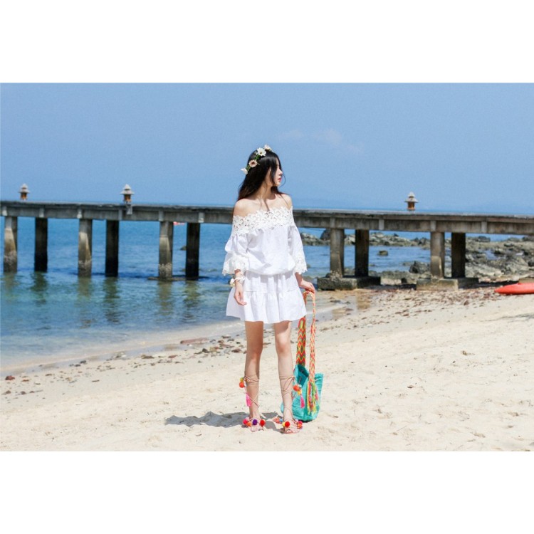 TE5771JZYS Abito taglie comode con scollo a barchetta in pizzo-4