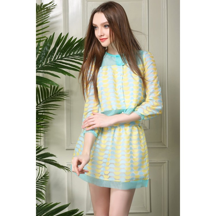 TE5824NS Top in organza fresca alla moda europea con gonna in due pezzi-1