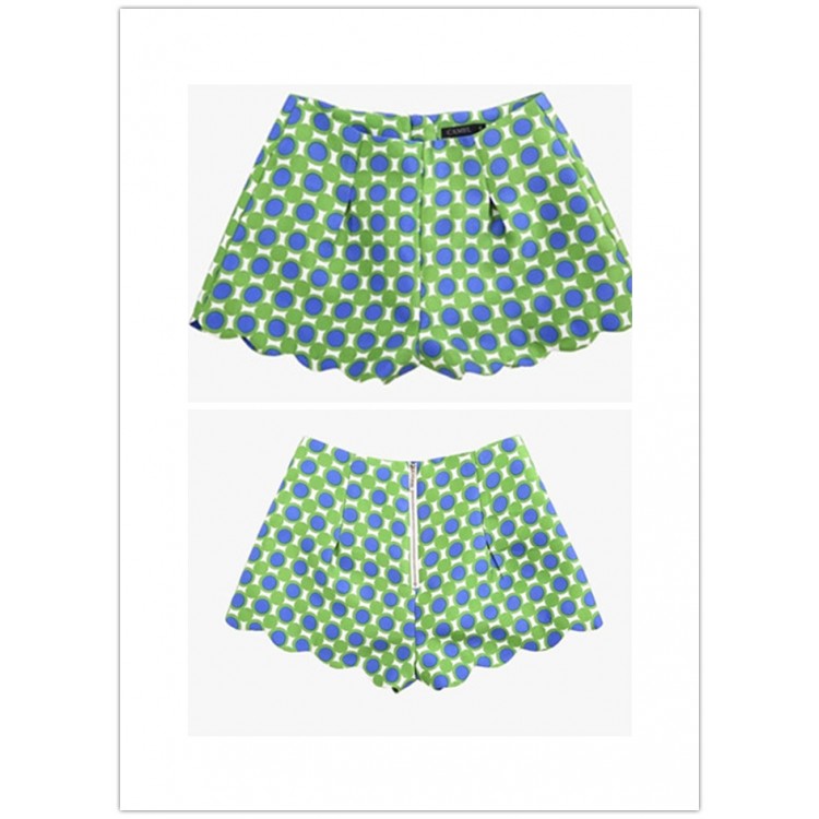 TE5838NS Pantaloncini estivi slim casual a gamba larga a pois-4