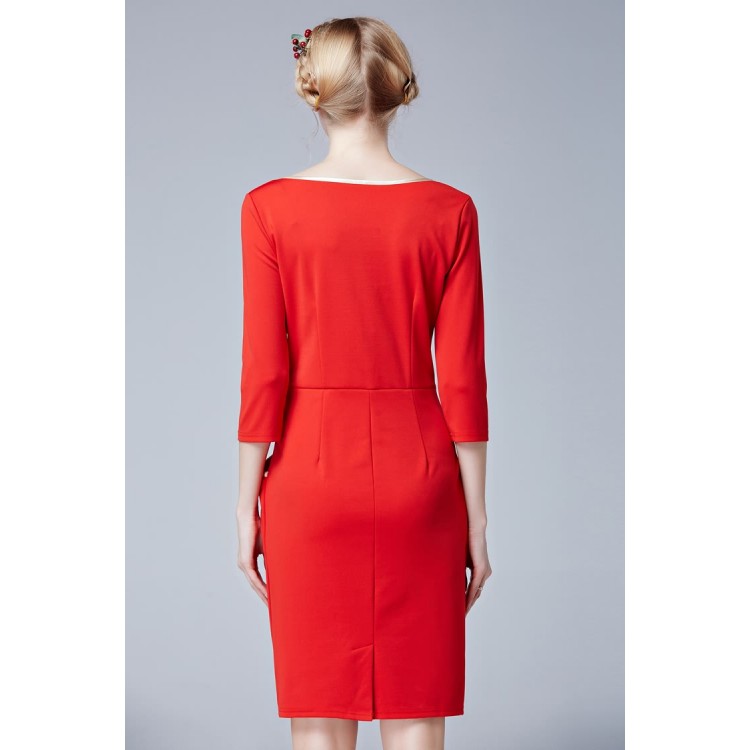 TE5850NS Abito europeo alla moda con scollo a V e maniche a tre quarti slim-8