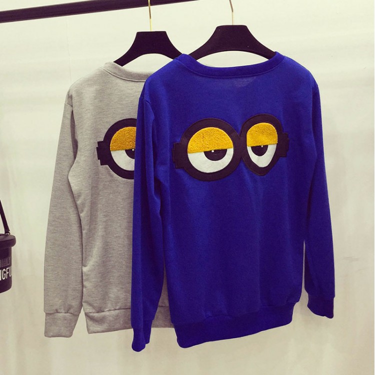 TE5909QBY Felpa ampia alla moda con lettere stereoscopiche e occhi sul retro-6