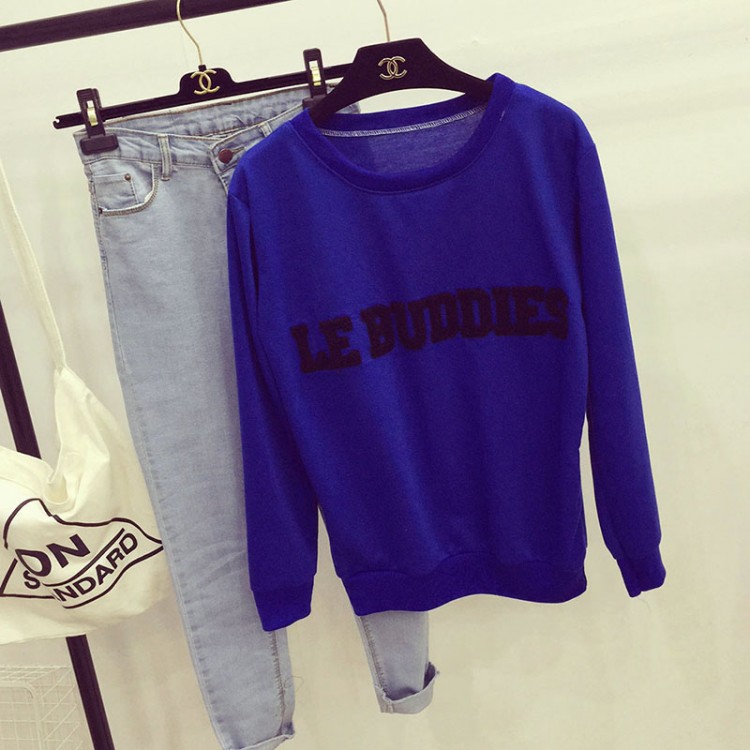 TE5909QBY Felpa ampia alla moda con lettere stereoscopiche e occhi sul retro-3