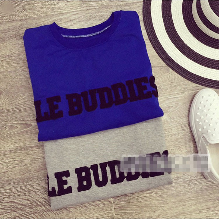 TE5909QBY Felpa ampia alla moda con lettere stereoscopiche e occhi sul retro-5