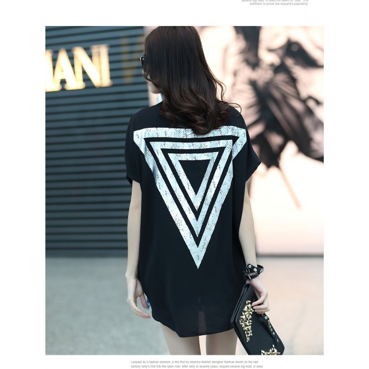 TE6015AYY T-shirt ampia con stampa teschio in metallo per ragazza grassa-4