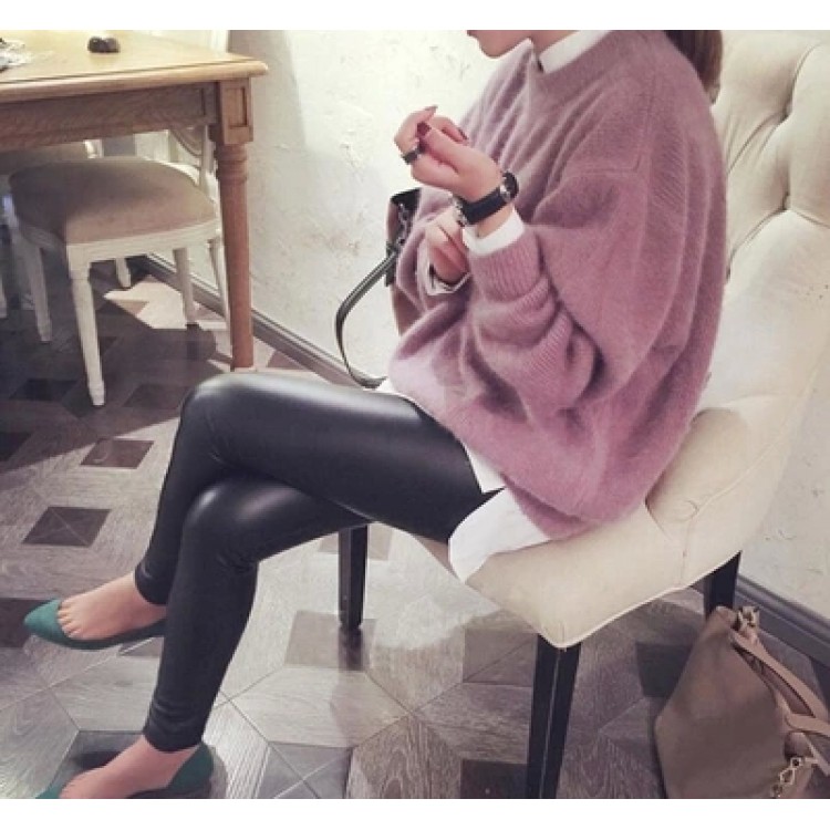 TE6035XHHB Maglione ampio lavorato a maglia con maniche a pipistrello-8