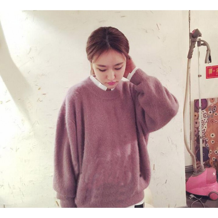 TE6035XHHB Maglione ampio lavorato a maglia con maniche a pipistrello-3