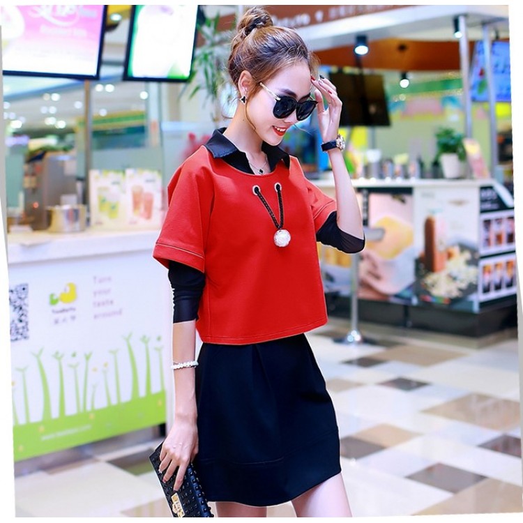 TE6051DYG Abito slim alla moda a trapezio con parte superiore con fiocco sul retro-2