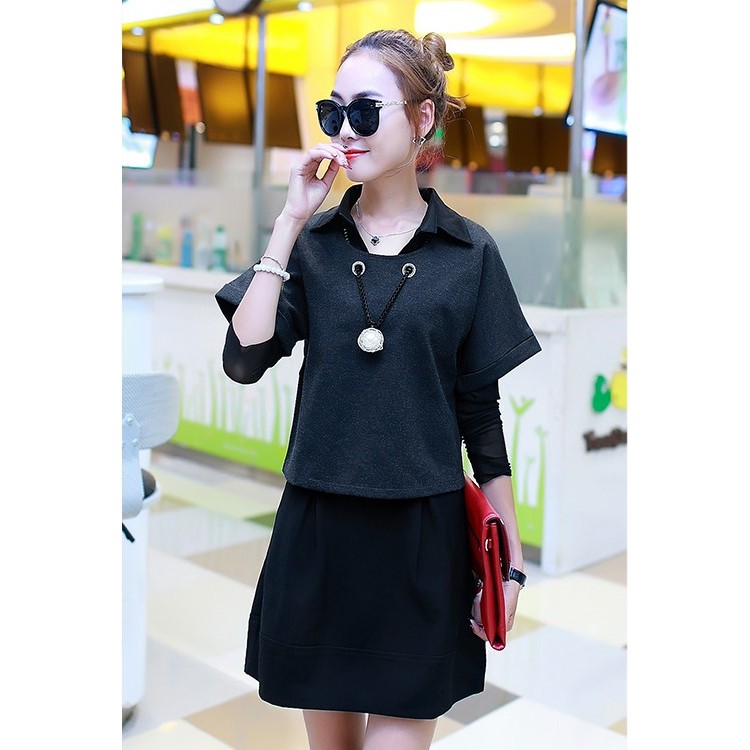 TE6051DYG Abito slim alla moda a trapezio con parte superiore con fiocco sul retro-4