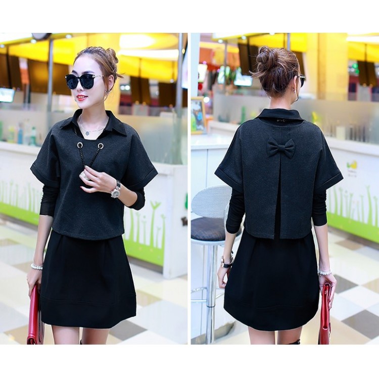 TE6051DYG Abito slim alla moda a trapezio con parte superiore con fiocco sul retro-6