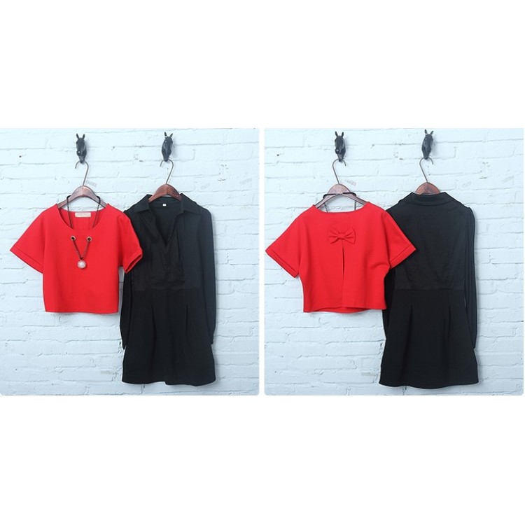 TE6051DYG Abito slim alla moda a trapezio con parte superiore con fiocco sul retro-7