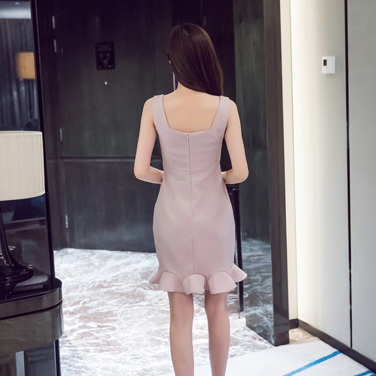 TE6107QQWL Abito gilet aderente a coda di pesce con balze slim-3