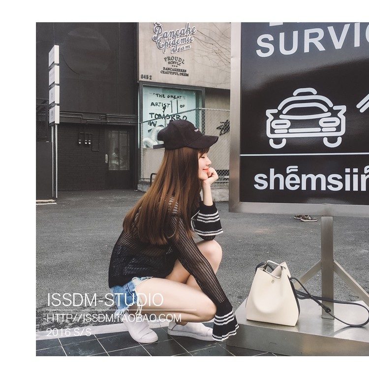 TE6231SJFS T-shirt ampia trasparente sexy a maniche lunghe-3