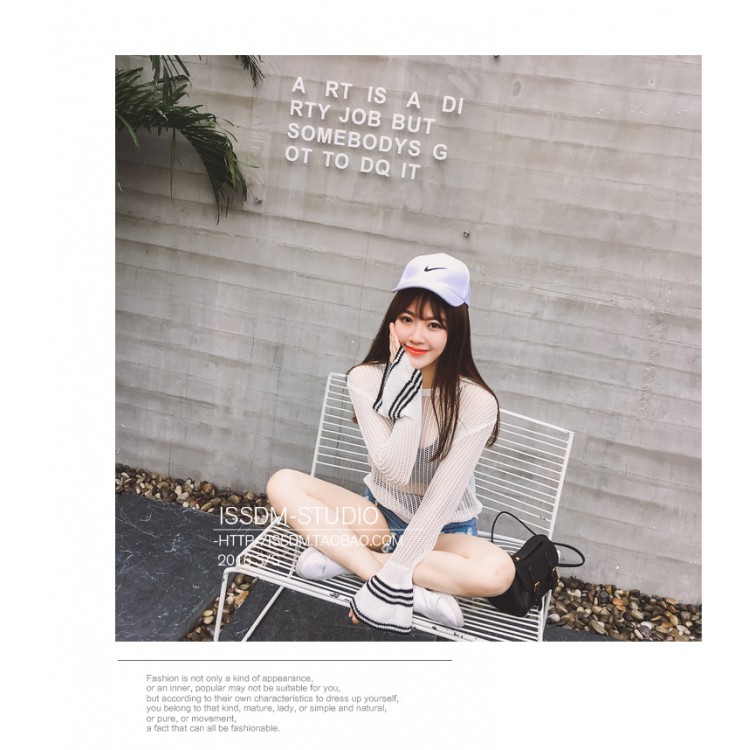 TE6231SJFS T-shirt ampia trasparente sexy a maniche lunghe-7