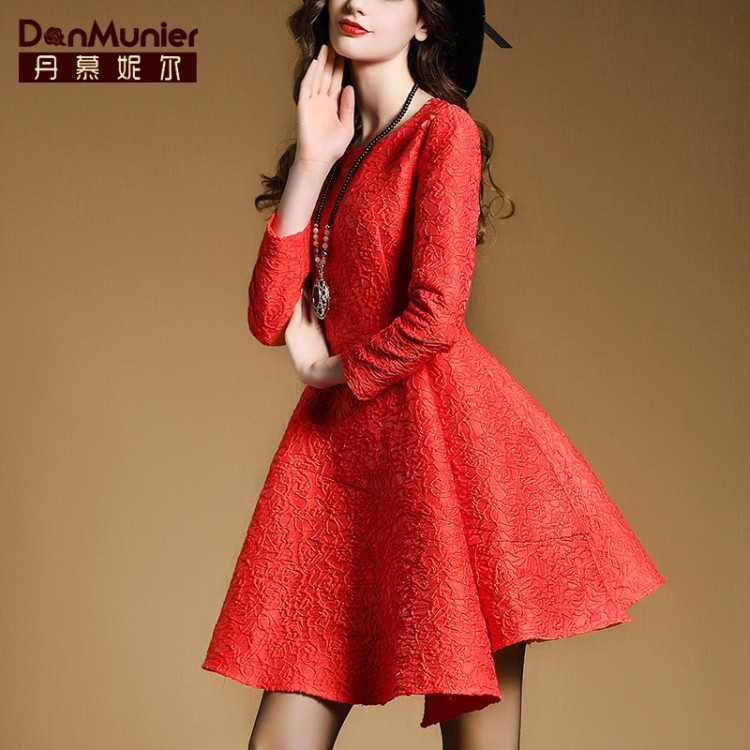 TE6254VIP Abito formale a trapezio con maniche a tre quarti, moda primaverile-6