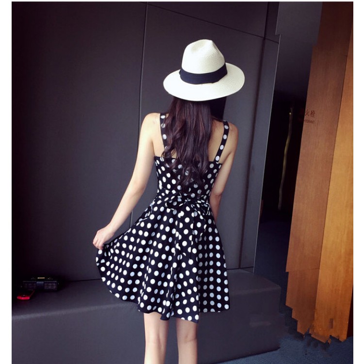 TE6291YZL Abito con allacciatura a pois in vita impero, vita sottile, dolce e fresco-2