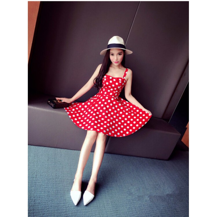 TE6291YZL Abito con allacciatura a pois in vita impero, vita sottile, dolce e fresco-6