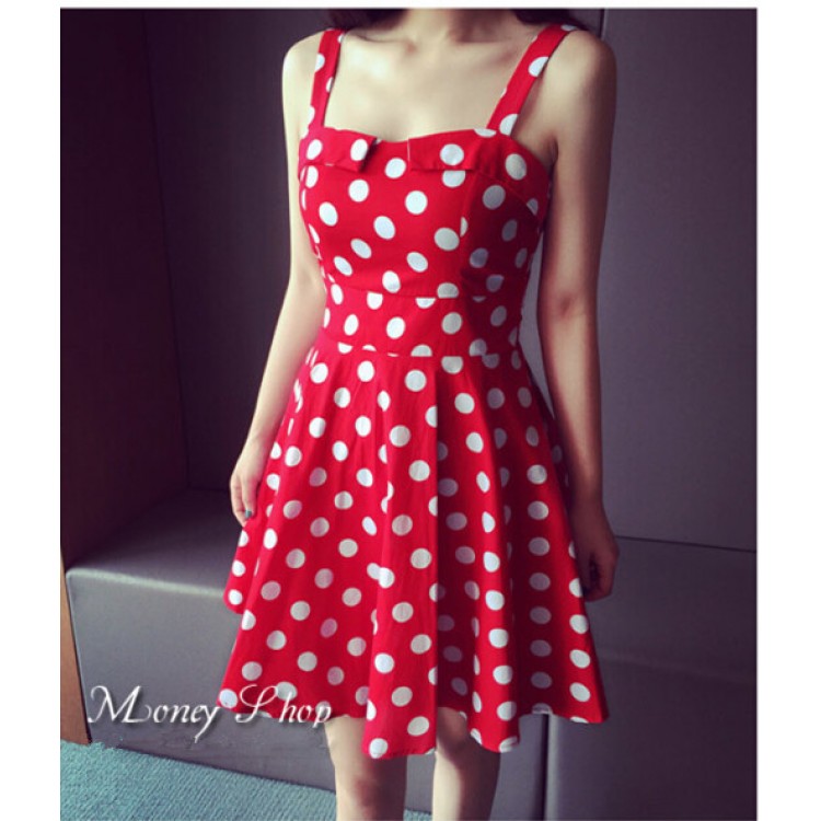 TE6291YZL Abito con allacciatura a pois in vita impero, vita sottile, dolce e fresco-7