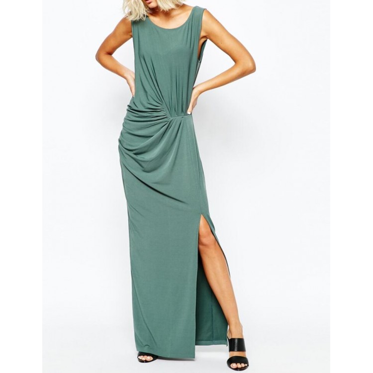 TE6356YZS Maxi abito senza maniche drappeggiato sexy alla moda europea-2