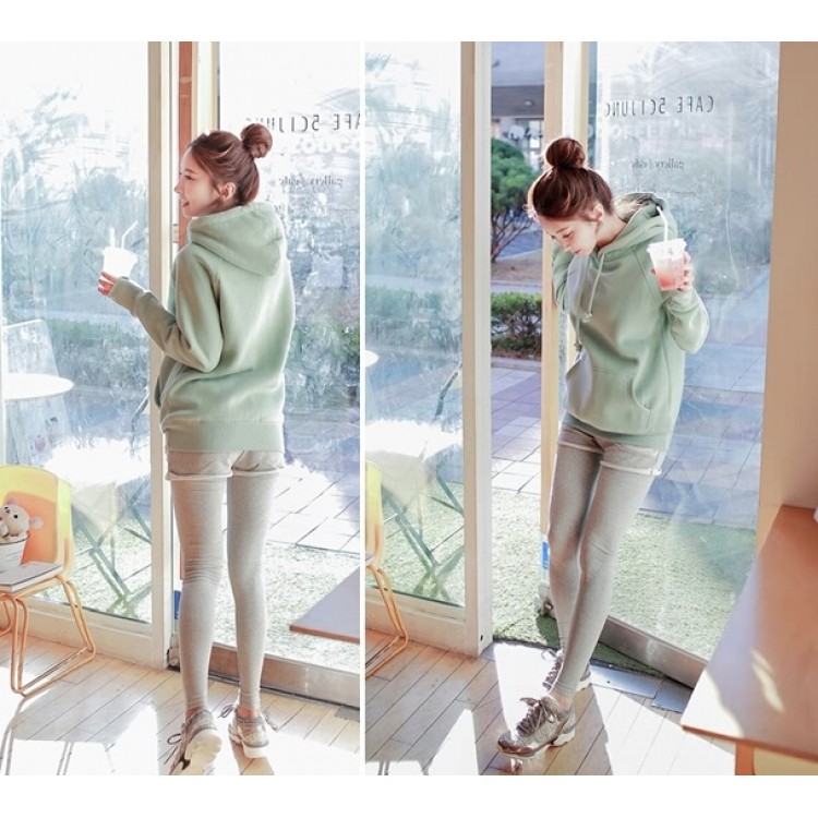 TE6383DLL Felpa con cappuccio semplice in colore puro, moda autunnale-2