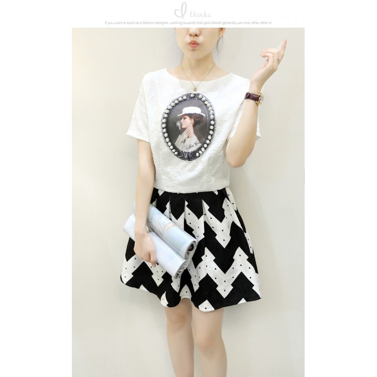 TE6393LDYZ Top jacquard con stampa di perline alla moda europea e gonna con motivo a onde-1