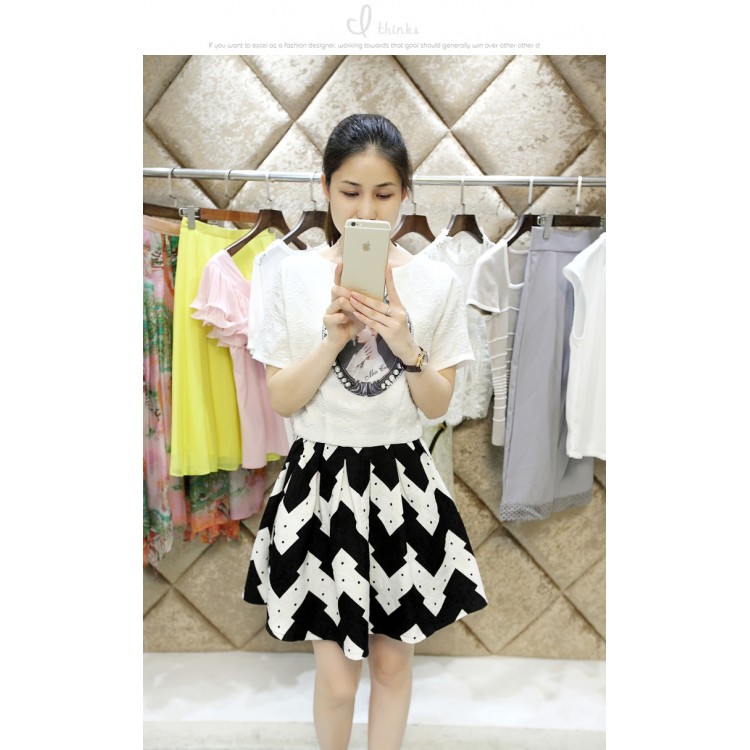 TE6393LDYZ Top jacquard con stampa di perline alla moda europea e gonna con motivo a onde-2