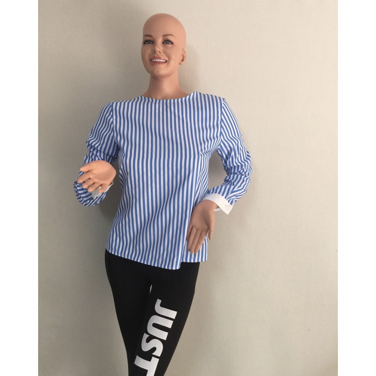 TE6397MGW Camicia a righe con allacciatura senza schienale alla moda europea-4