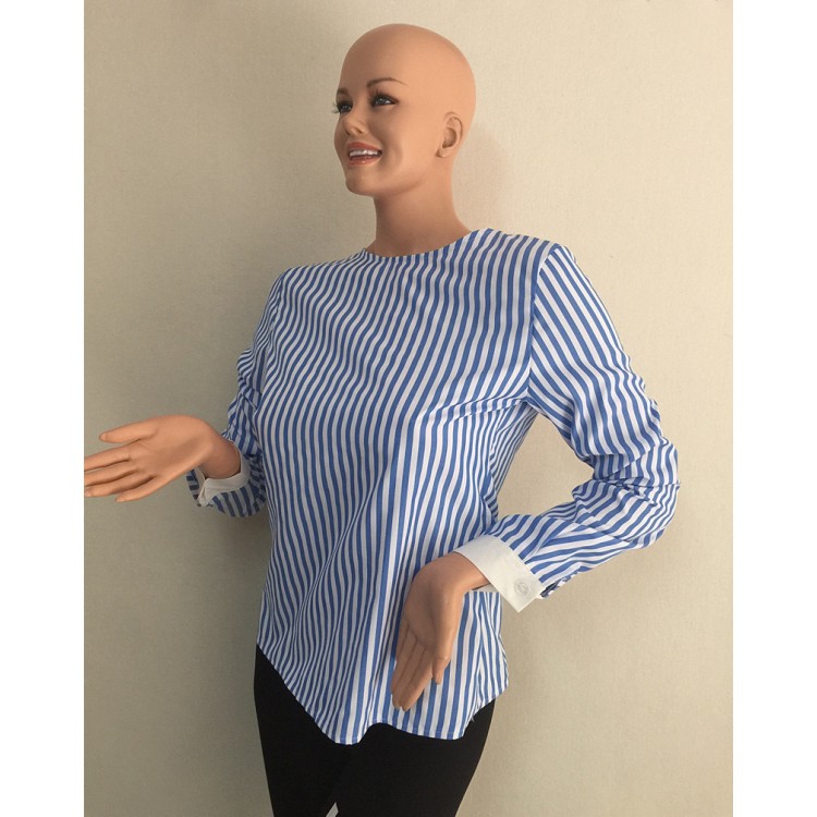 TE6397MGW Camicia a righe con allacciatura senza schienale alla moda europea-5