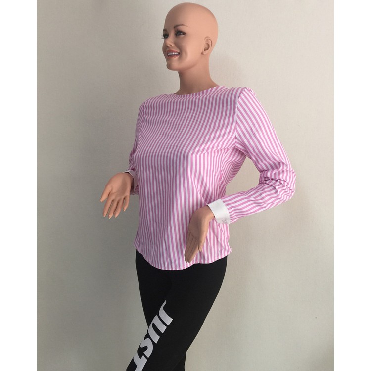 TE6397MGW Camicia a righe con allacciatura senza schienale alla moda europea-7