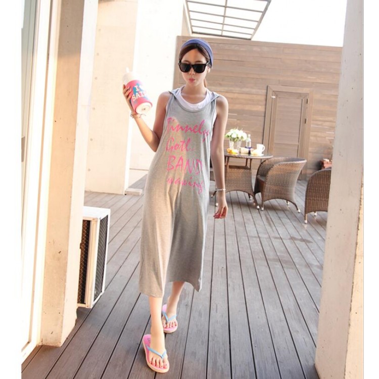 TE6397YZS Abito senza maniche con personalità con stampa di lettere alla moda e cappuccio-3