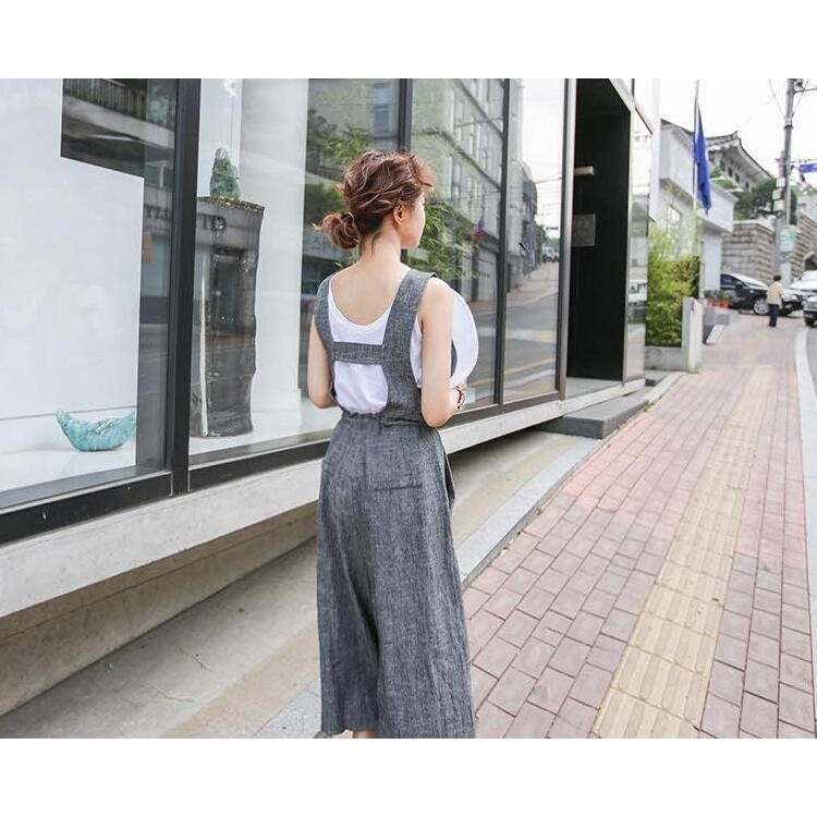 TE6421YZS OL Tuta stile coreano con reggicalze e gamba larga in vita stile impero-1