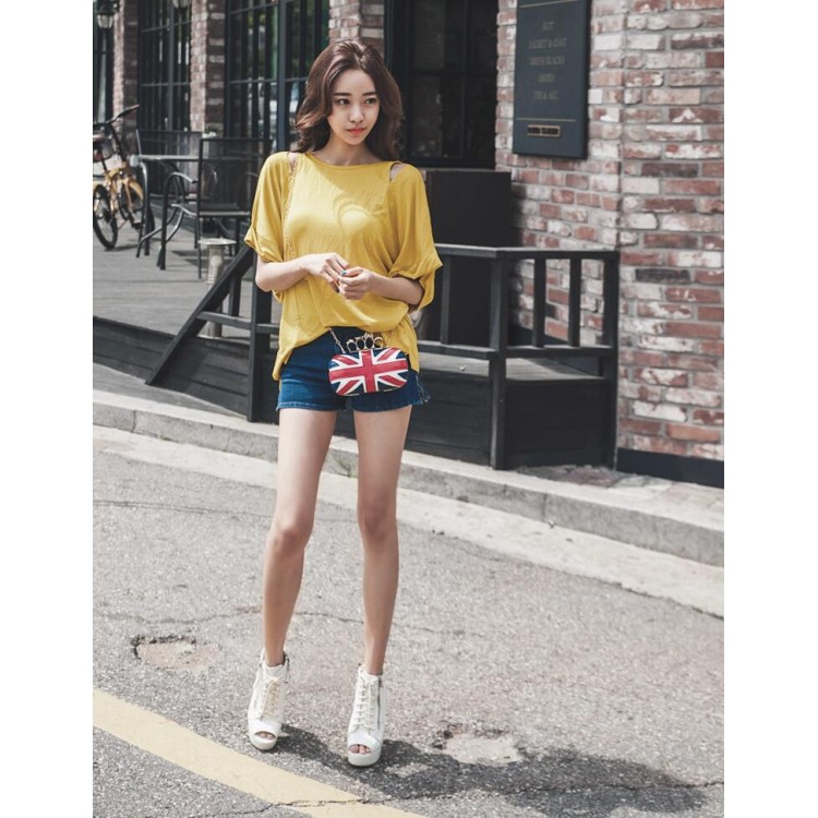 TE6423YZS T-shirt irregolare sexy ampia con maniche a pipistrello e schiena scoperta-2