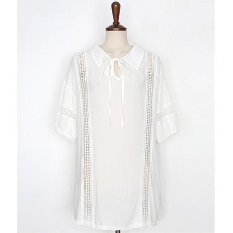 TE6439YZS Abito premaman con maniche a pipistrello e allacciatura in pizzo scollato-7