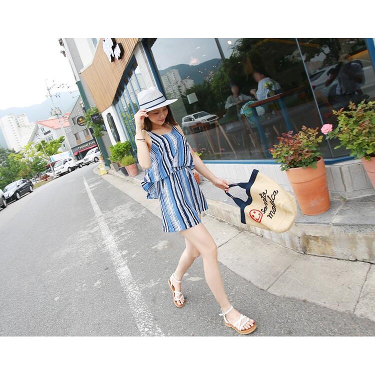 TE6452YZS Tuta finta in due pezzi con motivo geometrico a colori a righe colorate-2