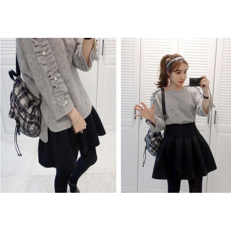 TE6481YZS Felpa dolce pullover con perle di agarico-3