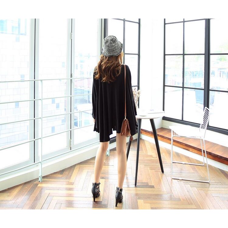 TE6483YZS Top di grandi dimensioni con scollo a V e linea ad A con maniche a pipistrello-3