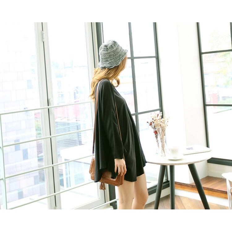 TE6483YZS Top di grandi dimensioni con scollo a V e linea ad A con maniche a pipistrello-5