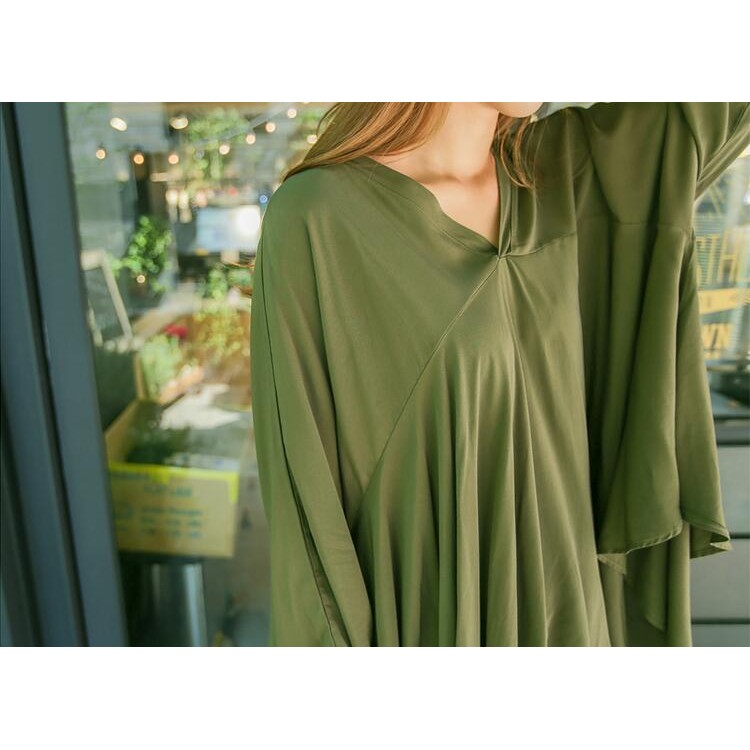 TE6483YZS Top di grandi dimensioni con scollo a V e linea ad A con maniche a pipistrello-6