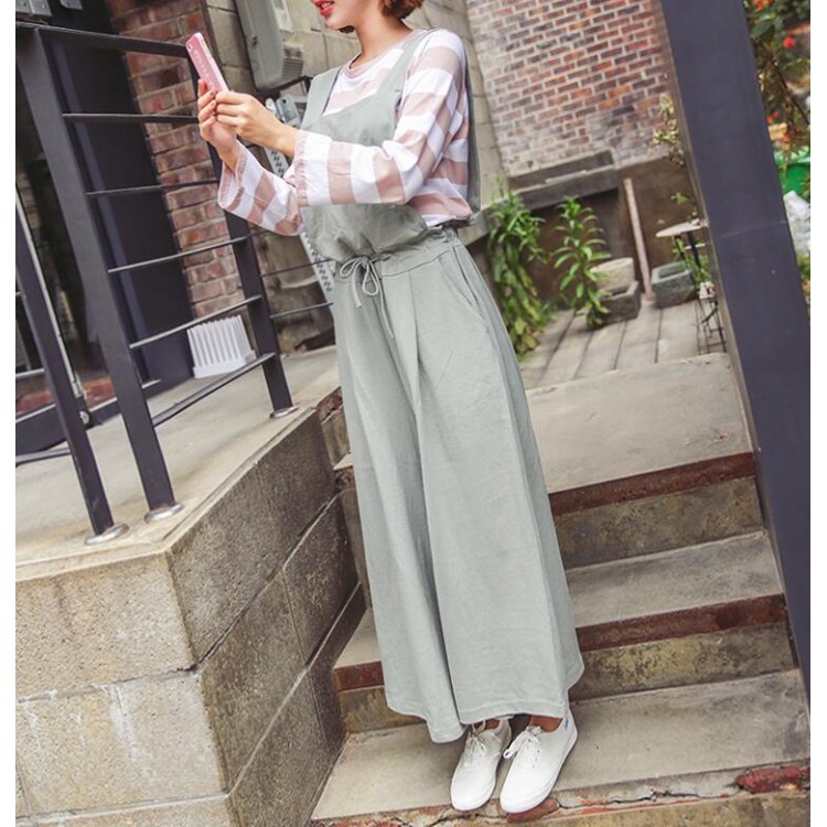 TE6514YZS Tuta in velluto a coste con reggicalze e gamba ampia a vita sottile-3