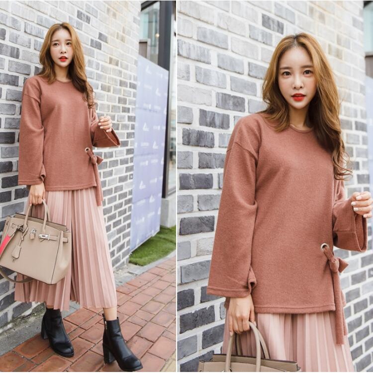 TE6523YZS Camicia con maniche a pipistrello e allacciatura in vita-4