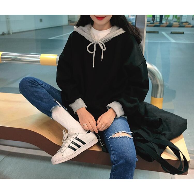 TE6528YZS Felpa con cappuccio casual in colore contract con maniche a pipistrello-2