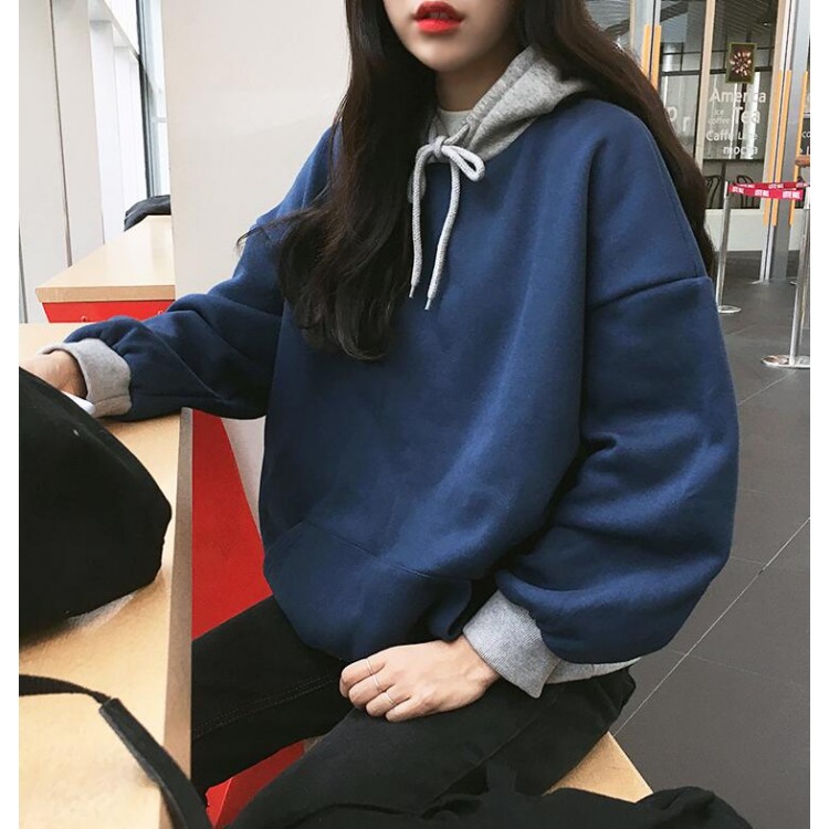 TE6528YZS Felpa con cappuccio casual in colore contract con maniche a pipistrello-3