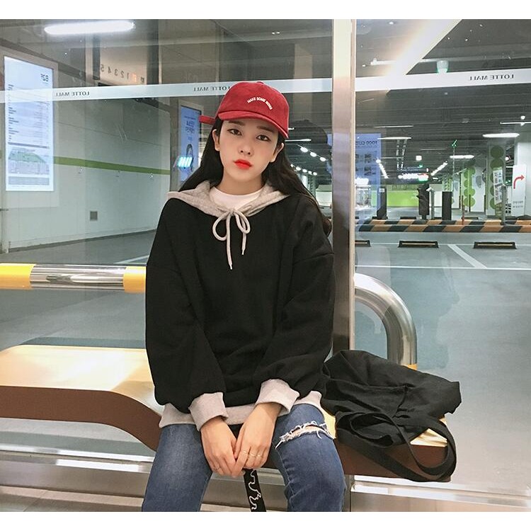 TE6528YZS Felpa con cappuccio casual in colore contract con maniche a pipistrello-6