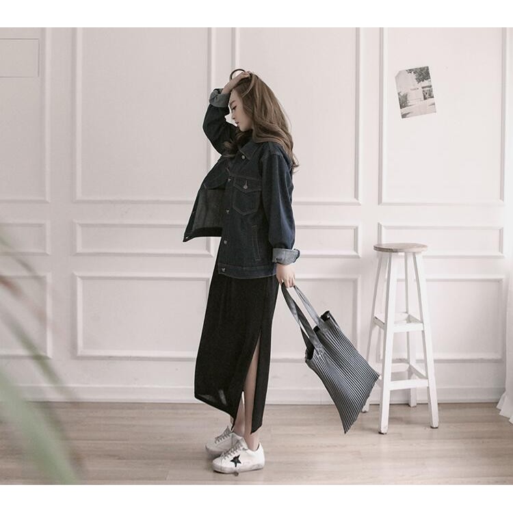 TE6552YZS Maxi abito casual ampio con orlo a fessura-6